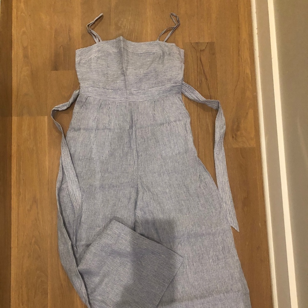 Jcrew striped linen jumpsuit